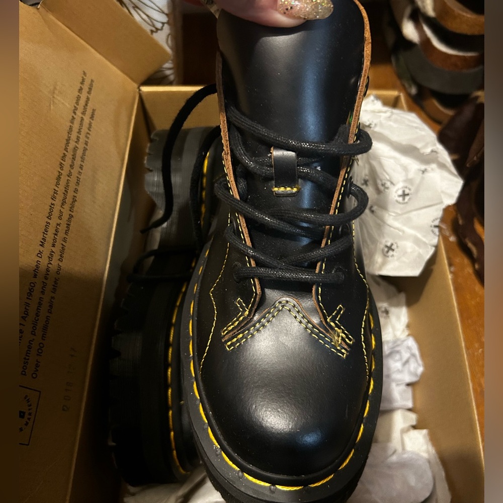 Dr. Martens Black and Yellow Women's Boots